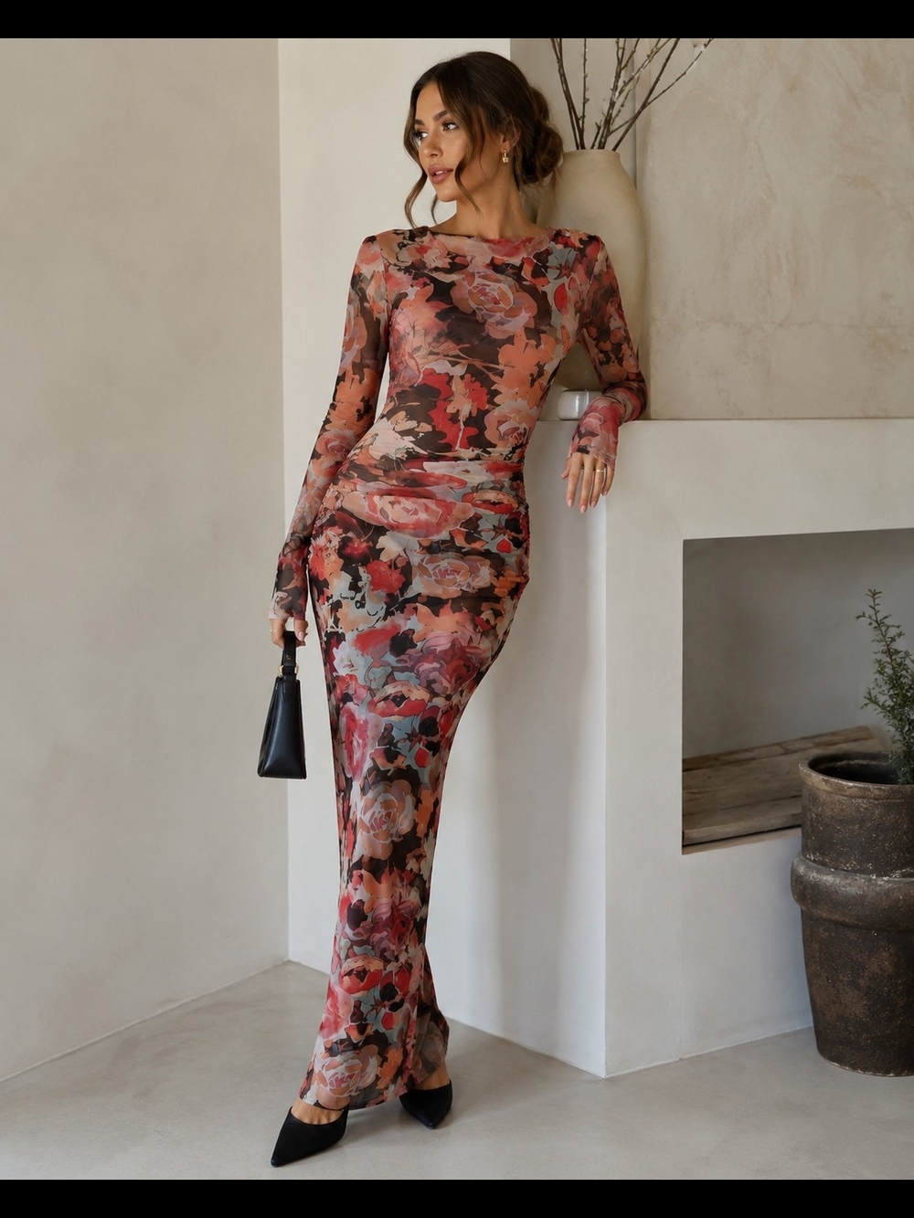 VICI Gentle Allure Floral Mesh Maxi Dress Size Small
